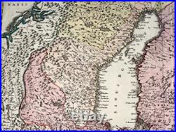 Kingdom Of Sweden 1710 Johann Baptist Homann Large Antique Map 18th Century