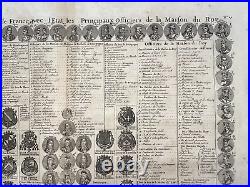 Kings & Officers Of France 1720 Henri Chatelain Large Antique Map 18th Century
