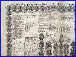 Kings & Officers Of France 1720 Henri Chatelain Large Antique Map 18th Century