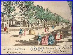 LONDON VAUXHALL GARDEN c. 1760 LARGE ANTIQUE OPTICAL VIEW 18TH CENTURY