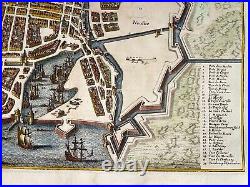 La Rochelle 1636 Mathaeus Merian Unusual Large Antique Plan 17th Century