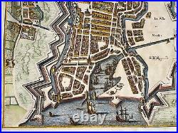 La Rochelle 1636 Mathaeus Merian Unusual Large Antique Plan 17th Century