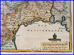 Languedoc France 1705 Nicolas De Fer Antique Engraved Map 18th Century