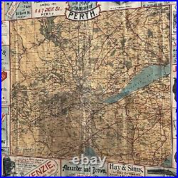 Large Framed Antique Advertising Cycling Map of Perth, Perthshire