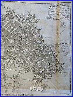 Lille France Flanders City Plan Star Forts c. 1740-50 engraved map