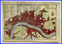 London England 1700 Nicolas De Fer Nice Antique Engraved City Map 17th Century