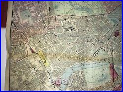 London Large Wall Map 1894 Smith & Son 19th Century On Linen In Its Pocket-book