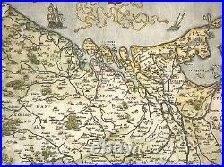 Low Countries 1579 Abraham Ortelius Nice Unusual Large Antique Map 16th Century