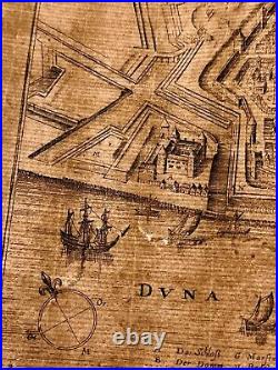 M. Merian Riga Plan Antique Map Latvia Rare German Illustrator 17th Century
