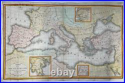 Mediterranean Sea 1811 Pierre Lapie 19th Century Large Antique Map
