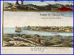 Minorca Mahon Fort St Philippe 1756 Le Rouge Antique Engraved Views 18th Century