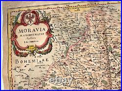Moravia 1640 Matthaus Merian & Comenius Unusual Antique Map 17th Century