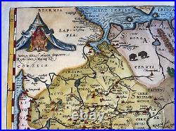 Moscovia Russia 1598 Abraham Ortelius Large Antique Engraved Map 16th Century