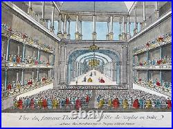 NAPOLI ITALY c. 1760 LARGE ANTIQUE OPTICAL VIEW 18TH CENTURY