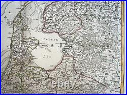 Netherlands 1753 Robert De Vaugondy Large Antique Map 18th Century
