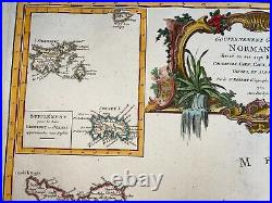 Normandie France 1751 Robert De Vaugondy Large Antique Map 18th Century