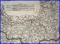 Northern Austria 1752 Robert De Vaugondy Large Antique Engraved Map 18th Century