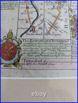 Old 17th century map BEDFORDSHIRE HUNTINGDON DEANARY OF PETERBOROUGH ENGLAND