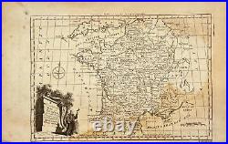 Original Antique Engraving Map of France James Cook 18th Century London