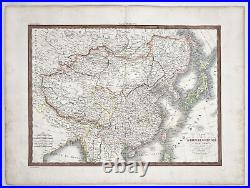 Original Antique Map China Korea Japan 19th Century East Asia Lapie