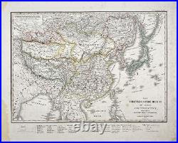 Original Antique Map of Asia China Japan 19th Century Adolf Stieler