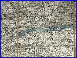 Orleans France 19th Century Andriveau-goujon Large Antique Folding Map On Linen
