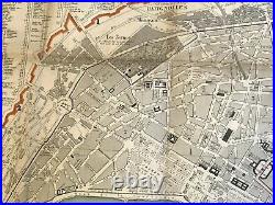 PARIS 1851 ANTIQUE DECORATIVE WALL MAP IN COLORS by DANLOS 19TH CENTURY