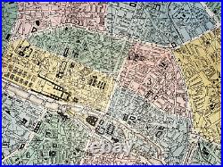PARIS 1889 VERY LARGE ANTIQUE ENGRAVED MAP by SONNET 19TH CENTURY