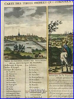 POLAND LATVIA 1714 by HENRI CHATELAIN UNUSUAL LARGE ANTIQUE MAP 18e CENTURY