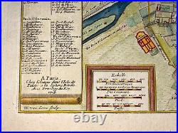 Paris 1705 France Nicolas De Fer Rare Antique Engraved City Map 18th Century