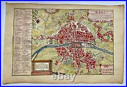 Paris 1724 France Nicolas De Fer Rare Antique Engraved City Map 18th Century