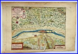 Paris 1724 France Nicolas De Fer Rare Antique Engraved City Map 18th Century
