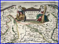 Poland 1632 Willem Blaeu Large Antique Engraved Map 17th Century