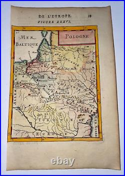 Poland 1683 Alain Manesson Mallet Antique Map In Colors 17th Century