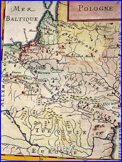 Poland 1683 Alain Manesson Mallet Antique Map In Colors 17th Century