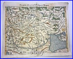 Poland Hungary 1568 Sebastian Munster Large Unusual Antique Map 16th Century