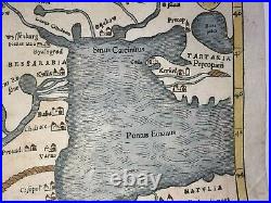 Poland Hungary 1568 Sebastian Munster Large Unusual Antique Map 16th Century