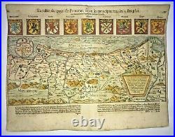 Poland Pomerania 1568 Sebastian Munster Large Unusual Antique Map 16th Century