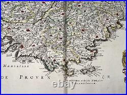 Provence France 1652 Nicolas Sanson Large Antique Map 17th Century