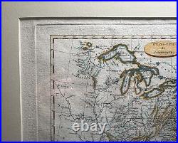Rare 18th c. 1793 Original Hand-Colored French Map of the United States Framed