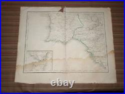 Rare Antique Map of Southern Portugal & Spain Early 19th century