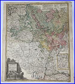 Rhine Germany 1783 Homann Hrs Large Antique Engraved Map 18th Century