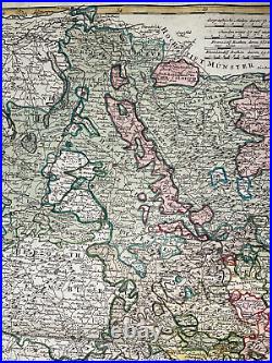 Rhine Germany 1783 Homann Hrs Large Antique Engraved Map 18th Century