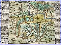 Roma Italy 1568 Sebastian Munster Large Unusual Antique Map 16th Century