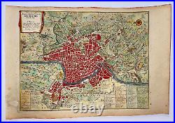 Roma Italy 1705 Nicolas De Fer Nice Antique Engraved Map 18th Century