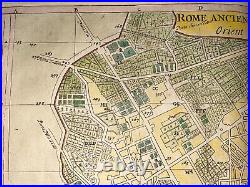 Roma Italy 1719 Henri Chatelain Large Antique Engraved Map 18th Century