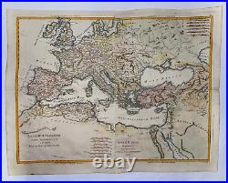 Roman Empire 1780 Rigobert Bonne Large Antique Map In Colors 18th Century