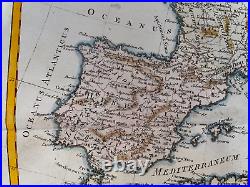 Roman Empire 1780 Rigobert Bonne Large Antique Map In Colors 18th Century