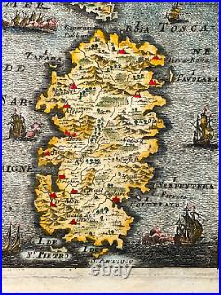 Sardinia Italy 1683 Alain Manesson Mallet Nice Antique Map 17th Century