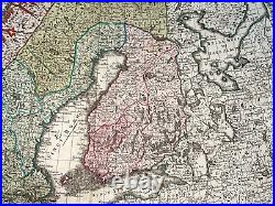 Scandinavia 1776 Homann Hrs Large Antique Engraved Map 18th Century